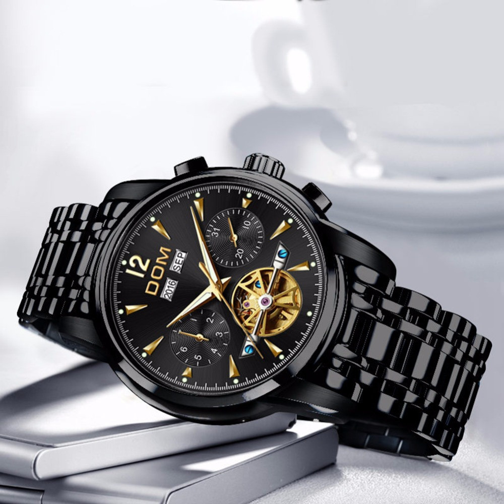 Fashion Design Skeleton Men Mechanical Watch Luminous Hands Transparent Steel Bracelet For Men Luxury M-75BK-1MW